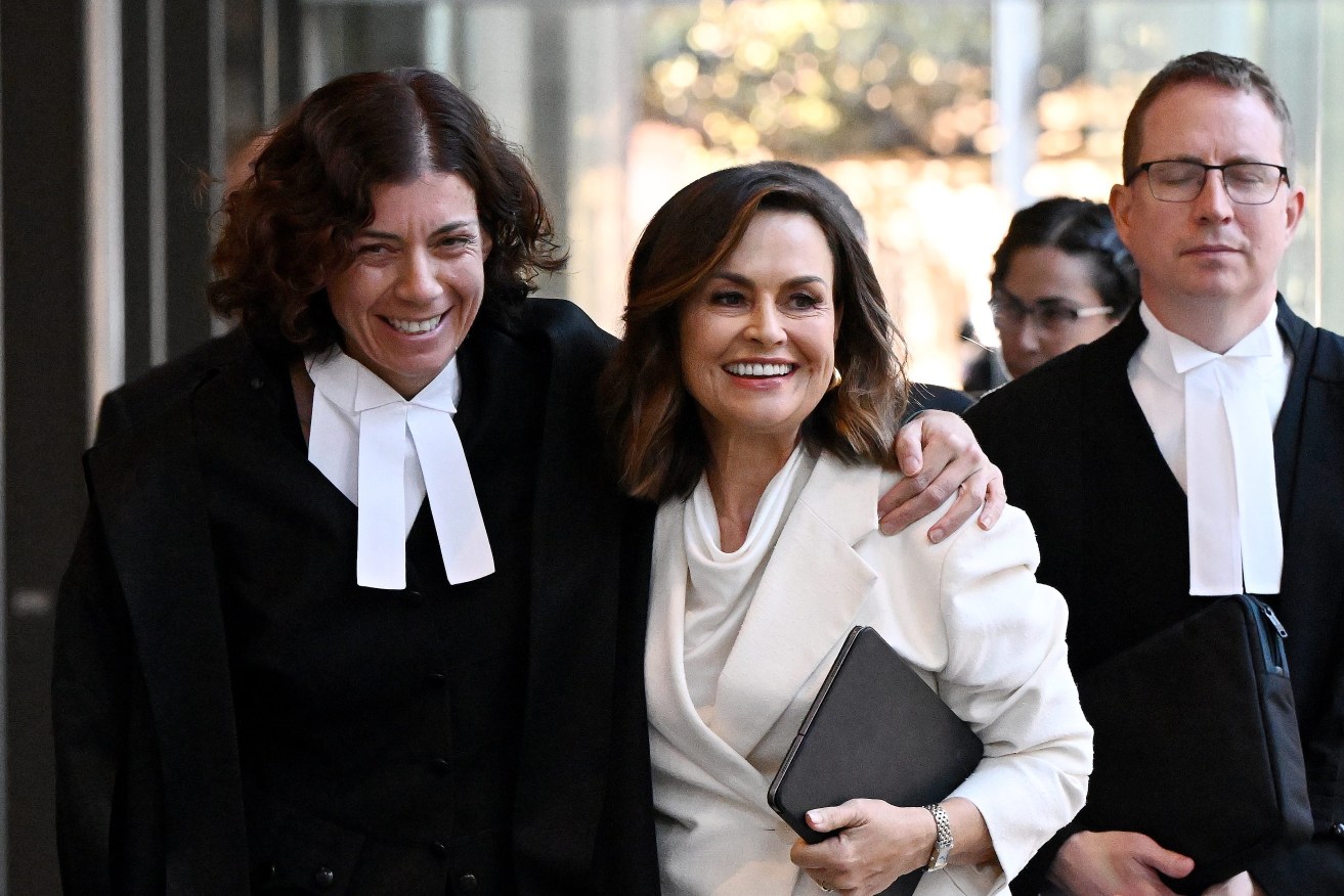 Barrister Sue Chrysanthou KC (left), and Lisa Wilkinson depart the Federal Court of Australia in Sydney,(AAP Image/Bianca De Marchi) 