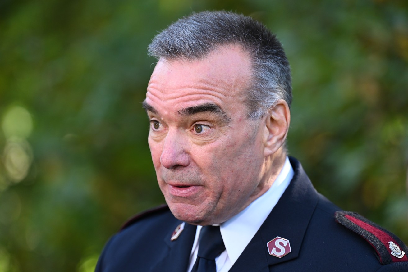 Commanding Officer of the Salvation Army Melbounre, Major Brendan Nottle speaks to media at a press conference at Victorian State Parliament in Melbourne, Tuesday, April 23, 2024. The Victorian government has rejected a report calling for a second safe injecting room in Melbourne. (AAP Image/James Ross) NO ARCHIVING